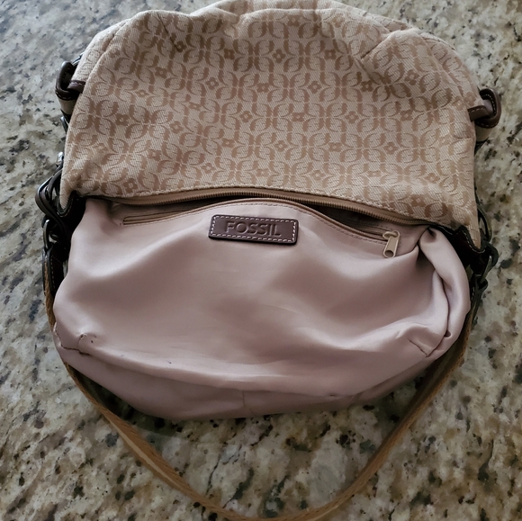 Vintage  Fossil Signature Canvas /Leather shoulder bag - Picture 5 of 14